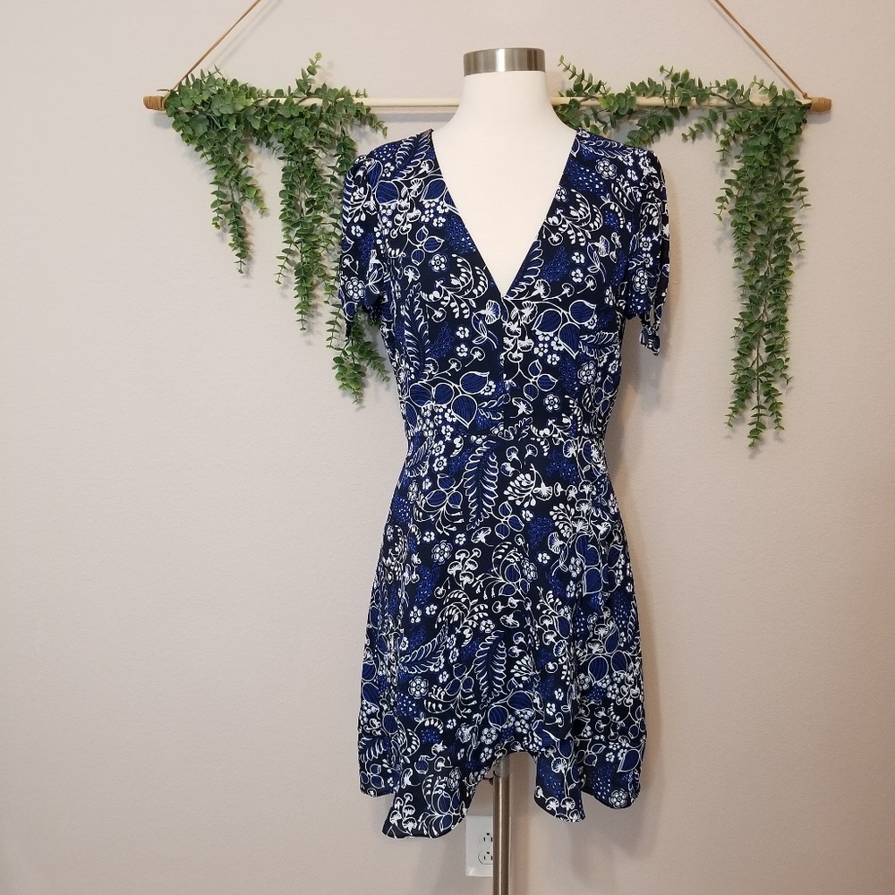 NWT J. Crew Factory Blue Floral Dress Size 6